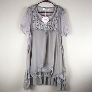 Simply Couture Romantic Tunic Top Large lace